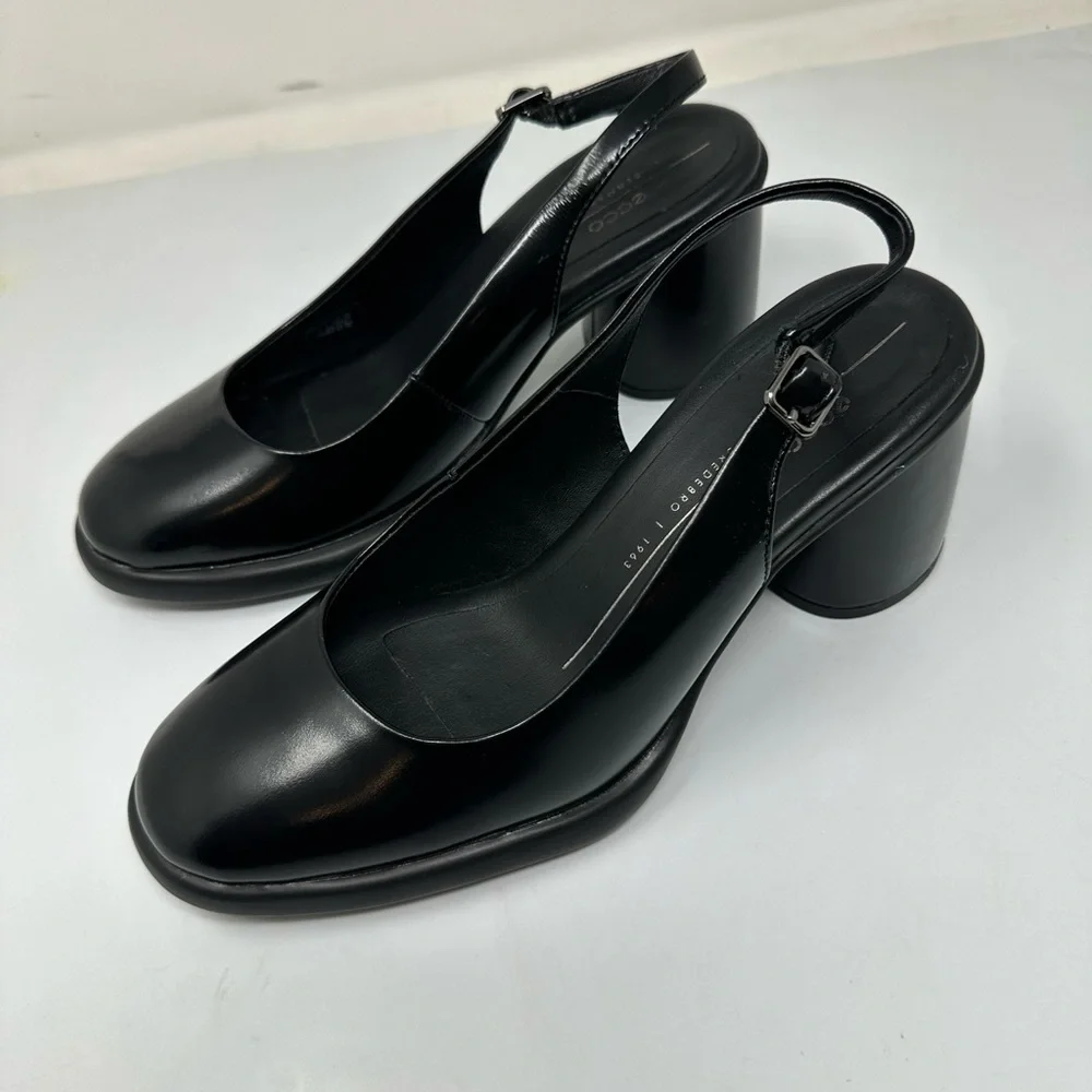 ECCO Womens Sculpted 55 Luxe Black Slingback Size 6-6.5